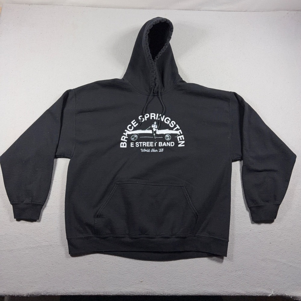 Bruce Springsteen Hoodie Men XXL 2023 World Tour E Street Band Black Streetwear